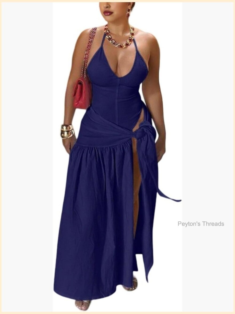 Sexy Two Piece Skirt Set Halter Backless Bodysuit Wrap Maxi Skirt